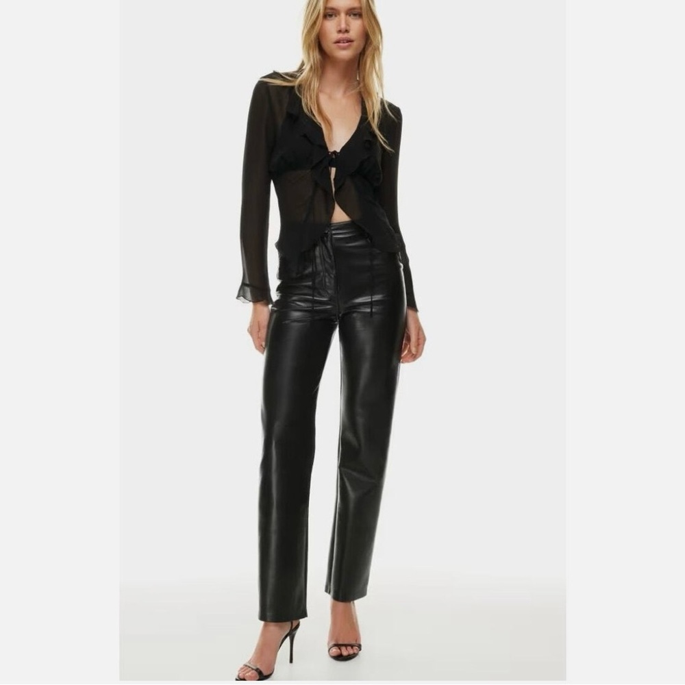 Wilfred black faux leather straight leg pant